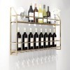 Casier à vin, casier à vin Mural, présentoir à vin en Fer, Porte-gobelet Couleur : Or, Taille : 60 cm 