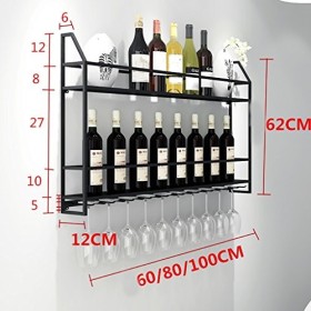 Casier à vin, casier à vin Mural, présentoir à vin en Fer, Porte-gobelet Couleur : Or, Taille : 60 cm 