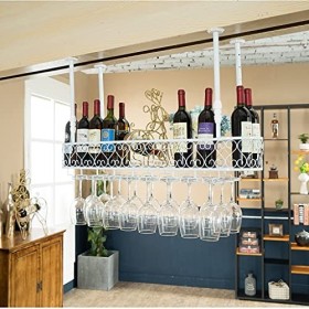 ZERAPH Casier à vin autoportant Armoires Porte-vin Mural Casier à vin Casier à Verre à vin sur Pied Porte-gobelet Suspendu Lo