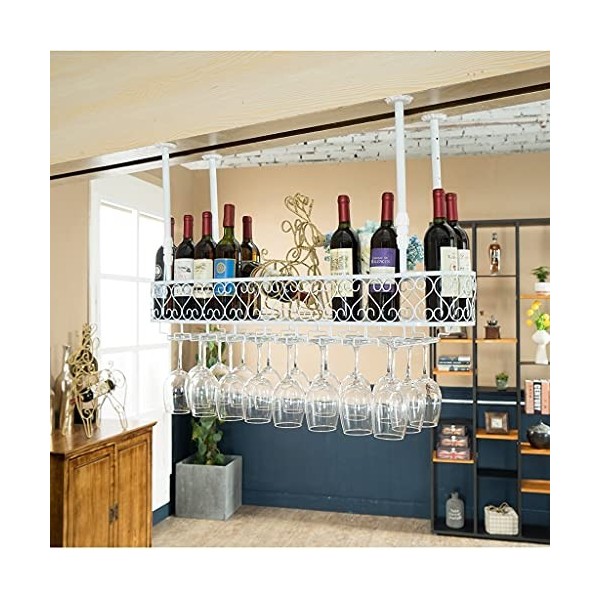 ZERAPH Casier à vin autoportant Armoires Porte-vin Mural Casier à vin Casier à Verre à vin sur Pied Porte-gobelet Suspendu Lo