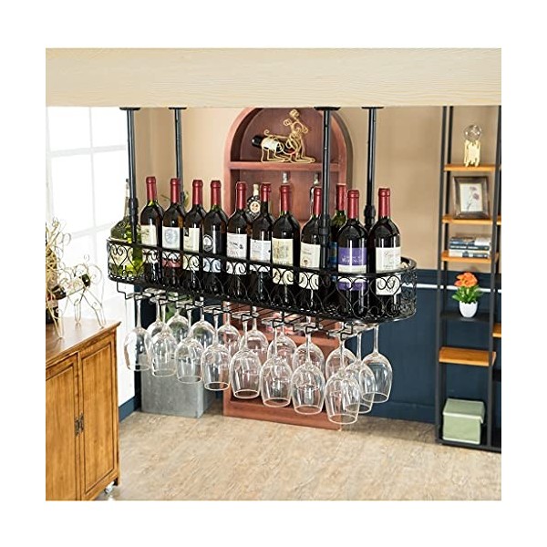 ZERAPH Casier à vin autoportant Armoires Porte-vin Mural Casier à vin Casier à Verre à vin sur Pied Porte-gobelet Suspendu Lo