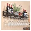 Casier à vin suspendu avec support de verre et étagère, casier à verres à vin mural en fer forgé, casier à vin mural, casier 