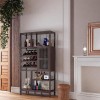 Wooden Wine Bar Cabinet with Barn Door, 24-Bottle Metal Wine Storage Rack, Home Bar Cabinet Wine Cabinets for Dining Room Win