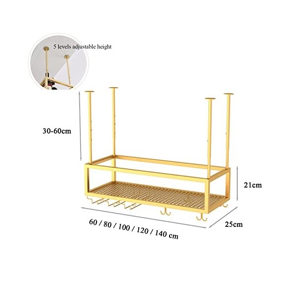 Casier à vin Porte-Bouteille de vin Flottant, Supports métalliques Suspendus au Plafond pour gobelet en Verre, étagère de Ran