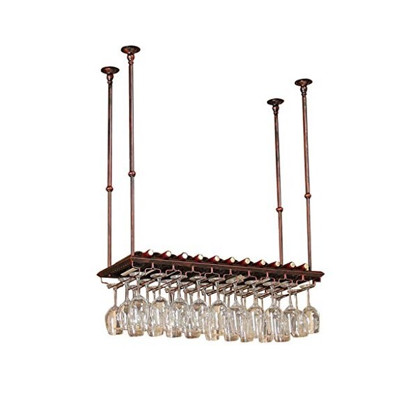 PJQUEKAIPJ Casier à vin, Bar, Restaurant, Suspendu, casier à Verres à vin, Porte-Verres à Pied Suspendu au Plafond, Porte-Bou