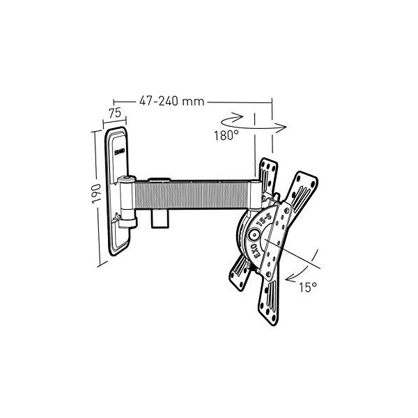 ERARD Support TV Mural Inclinable pour téléviseur 15" à 37" Poids Max 15kg