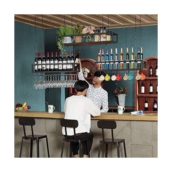 PJQUEKAIPJ Casier à vin, Bar, Restaurant, casier à Verres à vin, Support à Verres à Pied Suspendu Industriel, Support Mural e