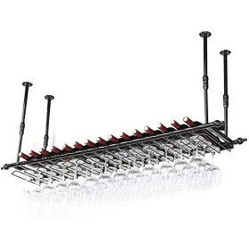 Casier à vin suspendu avec support en verre et étagère, casier à vin mural, porte-bouteille de vin suspendu à hauteur réglabl