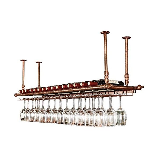 Casier à vin suspendu avec support en verre et étagère, casier à vin mural, porte-bouteille de vin suspendu à hauteur réglabl