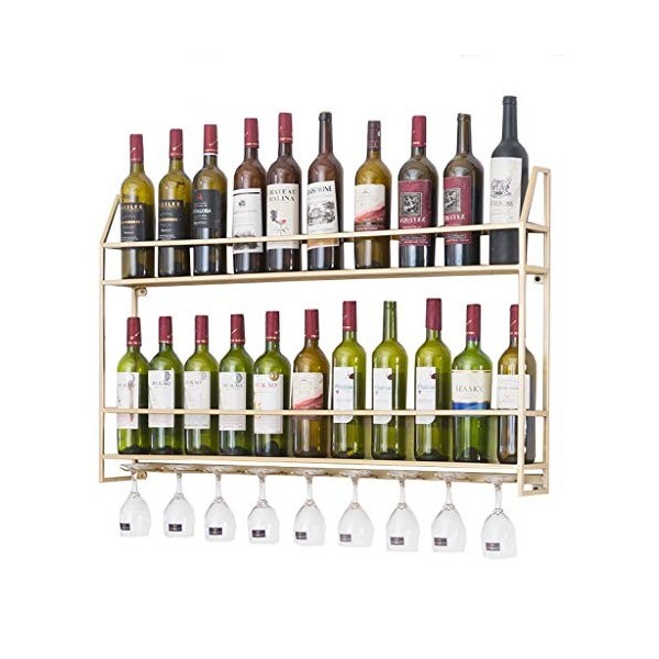 NufiyA Casier à vin en métal Plug-in Casier à vin Créatif en Fer Forgé Casier à Vin Suspendu Casier à Vin Étagère Porte-Gobel