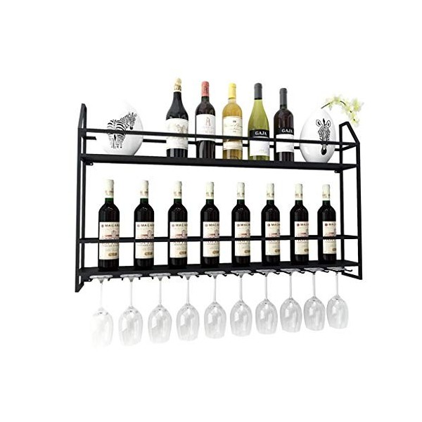 NufiyA Casier à vin en métal Plug-in Casier à vin Créatif en Fer Forgé Casier à Vin Suspendu Casier à Vin Étagère Porte-Gobel