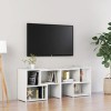 WIFESE Meuble TV Blanc Brillant 104x30x52 cm Aggloméré Meuble Television Style Industriel Table TV Support de TV Décoration S