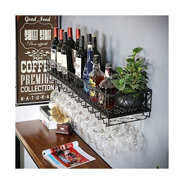 Casiers à vin Casier à Verres à vin Suspendu | Étagère à vin Murale | Étagère de décoration réglable en métal | Organisateur 