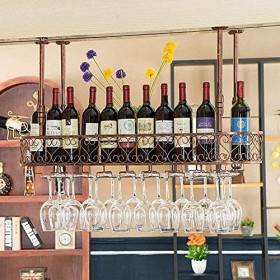 Casier à vin Suspendu avec Support en Verre et étagère, casier à vin Domestique, Support en Verre Suspendu, Porte-gobelet Hau