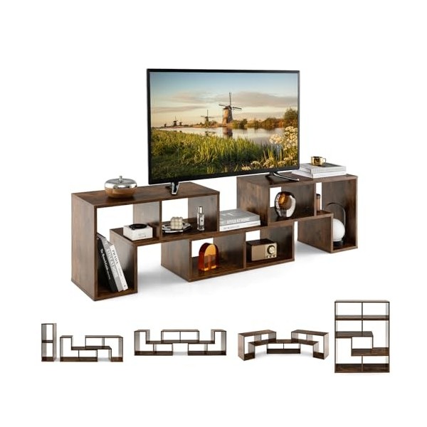 KOMFOTTEU Meuble TV, Combination Libre en 3 Pièces, Banc TV en Bois, pour Télévision Jusqu’à 65 Pouces, Table TV Créative, id