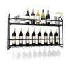 Casier à vin, casier à vin Mural, présentoir à vin en Fer, Porte-gobelet Couleur : Noir, Taille : 80 cm 