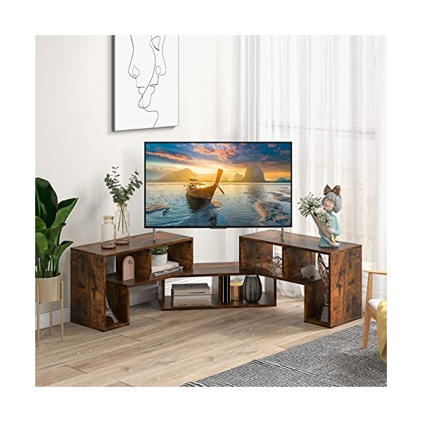 KOMFOTTEU Meuble TV, Combination Libre en 3 Pièces, Banc TV en Bois, pour Télévision Jusqu’à 65 Pouces, Table TV Créative, id