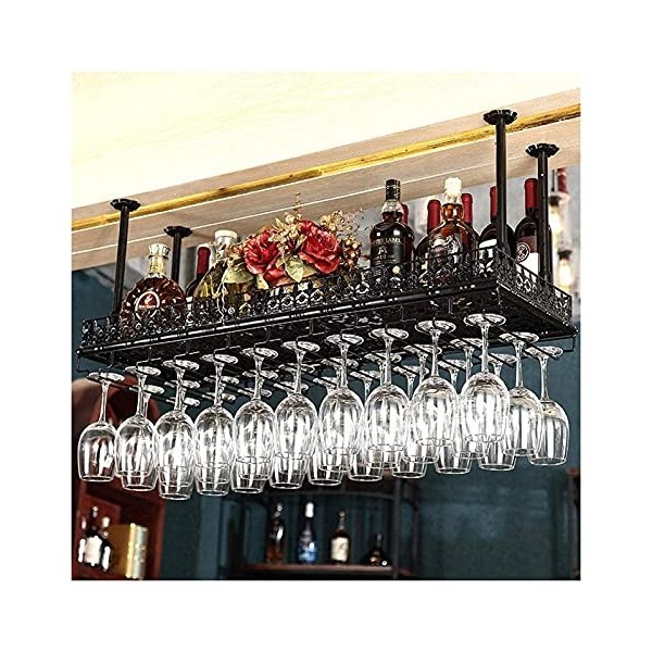 Casiers à vin autoportants Armoires Porte-vin mural Support à vin suspendu avec support en verre et étagère, support à verre 