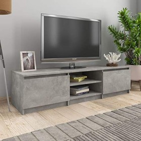 Lechnical Meuble TV, meuble TV, meuble de télévision, meuble TV salon, mobilier moderne, meuble TV gris ciment 140 x 40 x 35,