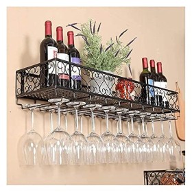 Casier à vin suspendu avec support de verre et étagère, casier à verres à vin mural en fer forgé, casier à vin mural, casier 