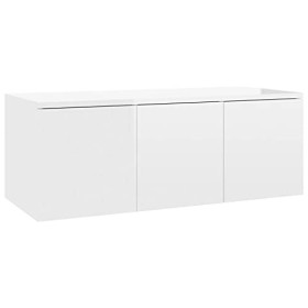Meuble TV avec 3 tiroirs | Style Scandinave | Meuble Hi-FI Armoire télé Salon séjour | 80x34x30cm Blanc Brillant