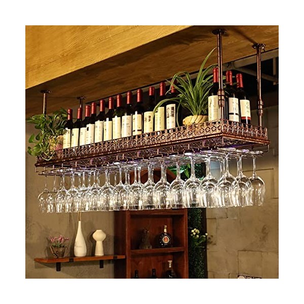 Casier à vin, casier à verres à vin suspendu, porte-verres à vin suspendu sous une étagère, hauteur et largeur réglables, rob