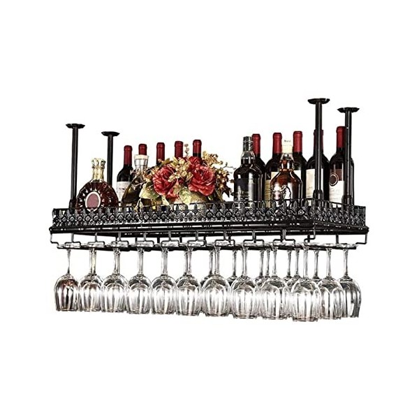 Casier à vin, casier à verres à vin suspendu, porte-verres à vin suspendu sous une étagère, hauteur et largeur réglables, rob