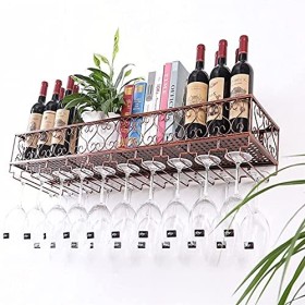Casier à vin mural, gobelets en verre à vin, champagne, verres à pied, étagère de rangement flottante, organisateur dafficha