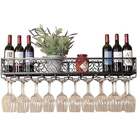 Casier À Vin Mural en Fer Métal Multifonction Tenture Murale Étagère De Rangement Porte-Bouteilles De Vin Suspendu Porte-Verr