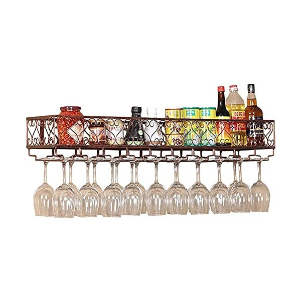 Casier À Vin Mural en Fer Métal Multifonction Tenture Murale Étagère De Rangement Porte-Bouteilles De Vin Suspendu Porte-Verr