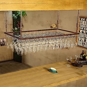 ELzEy Porte-Bouteille de vin/Verre à vin, étagère en Fer, Support de Toit Suspendu, décoration dintérieur pour Bar et Cuisin