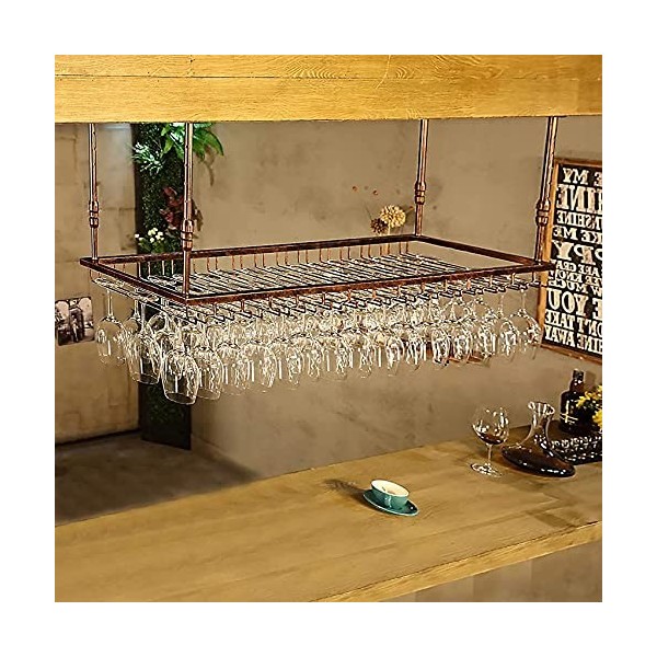 ELzEy Porte-Bouteille de vin/Verre à vin, étagère en Fer, Support de Toit Suspendu, décoration dintérieur pour Bar et Cuisin