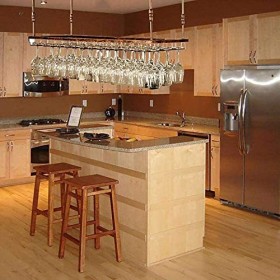 ELzEy Porte-Bouteille de vin/Verre à vin, étagère en Fer, Support de Toit Suspendu, décoration dintérieur pour Bar et Cuisin