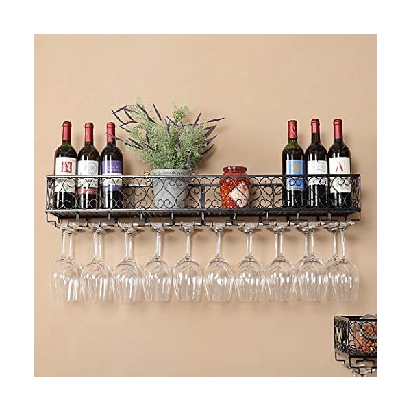 Cadre de verre à vin en verre Casier à vin mural en métal, salle à manger et salon présentoir multifonctionnel de casier à vi