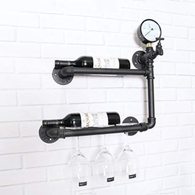 Cadre de Verre à vin en Verre Support de Verre à vin de Tuyau dair Industriel rétro, Support de Verre à vin, Support de déco