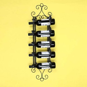 Cadre de Verre à vin en Verre Casier à vin Mural pour 5 Bouteilles, présentoir Multifonctionnel en métal pour casier à vin, S
