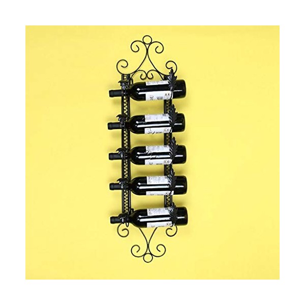 Cadre de Verre à vin en Verre Casier à vin Mural pour 5 Bouteilles, présentoir Multifonctionnel en métal pour casier à vin, S