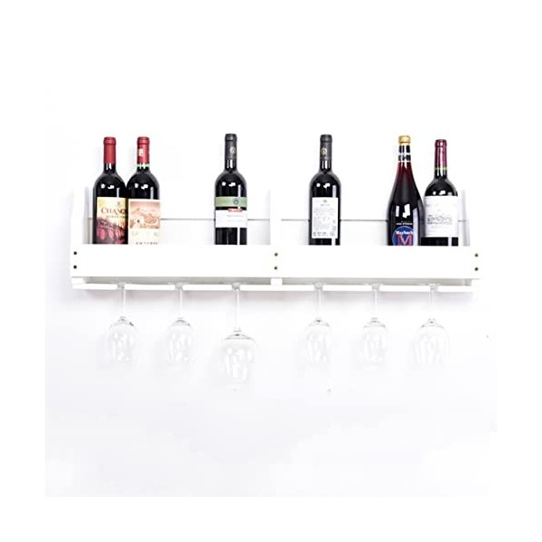 Casier à vin Mural, présentoir à vin monocouche avec Suspension de Verre à vin, casier à Bouteilles de vin Peu encombrant, ad
