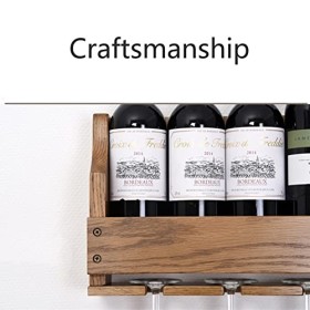 Casier à vin Mural, présentoir à vin monocouche avec Suspension de Verre à vin, casier à Bouteilles de vin Peu encombrant, ad