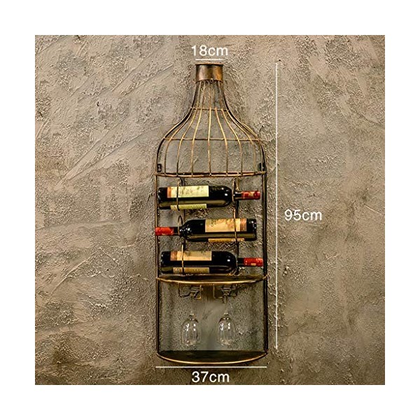 Cadre de Verre à vin en Verre Casier à vin rétro Mural, présentoir à Verre à vin en Fer forgé, Support de décoration de casie