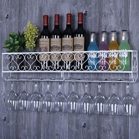 Cadre de Verre à vin en Verre Casier à vin Mural en métal, casier à Verre à vin, Salle à Manger et Salon présentoir Multifonc