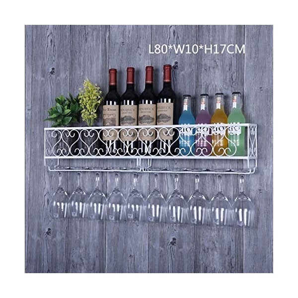 Cadre de Verre à vin en Verre Casier à vin Mural en métal, casier à Verre à vin, Salle à Manger et Salon présentoir Multifonc
