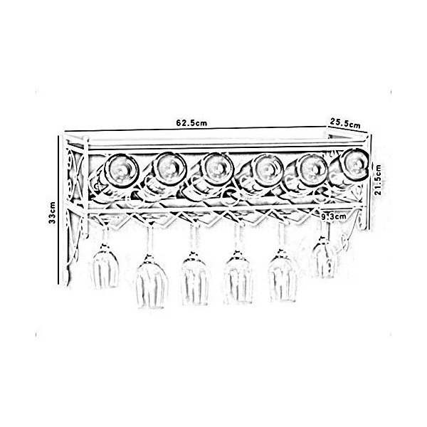 ELzEy Casier à vin mural en métal casier à vin fer verre à vin support suspendu et étagère de support pour cuisine/Bar/Restau