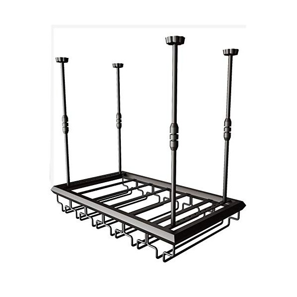 Casier à vin Suspendu en métal, Support de Verre à vin Suspendu réglable en Hauteur en Fer forgé de Style Industriel, avec ré