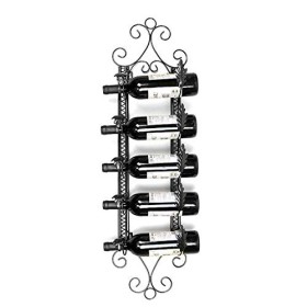 KOHARA Cadre de Verre à vin en Verre Casier à vin Mural pour 5 Bouteilles, présentoir Multifonctionnel en métal pour casier à