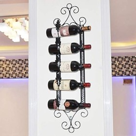 KOHARA Cadre de Verre à vin en Verre Casier à vin Mural pour 5 Bouteilles, présentoir Multifonctionnel en métal pour casier à