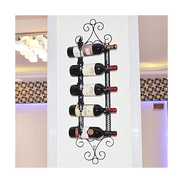 KOHARA Cadre de Verre à vin en Verre Casier à vin Mural pour 5 Bouteilles, présentoir Multifonctionnel en métal pour casier à