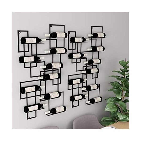 Cadre de Verre à vin en Verre Casier à vin Mural pour 10 Bouteilles, présentoir Multifonctionnel en métal pour casier à vin, 