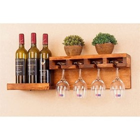 Casier à Verres à vin Suspendu-Casier à vin Casier à vin Mural en Bois Massif, Supports de Salon muraux Support à gobelets Sa