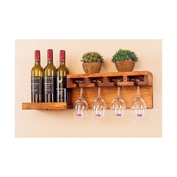 Casier à Verres à vin Suspendu-Casier à vin Casier à vin Mural en Bois Massif, Supports de Salon muraux Support à gobelets Sa